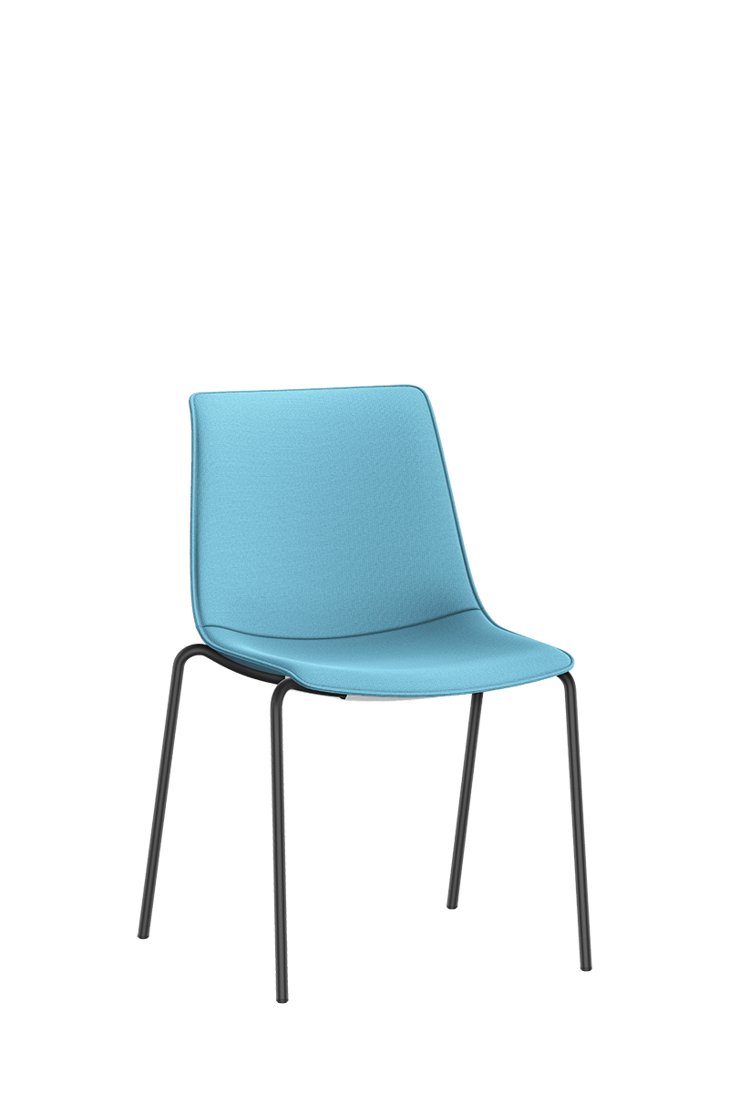 Bezoekersstoel SHUFFLEis1 met zwart gecoate vierpoot en volledig blauwe stoffering | by Interstuhl

